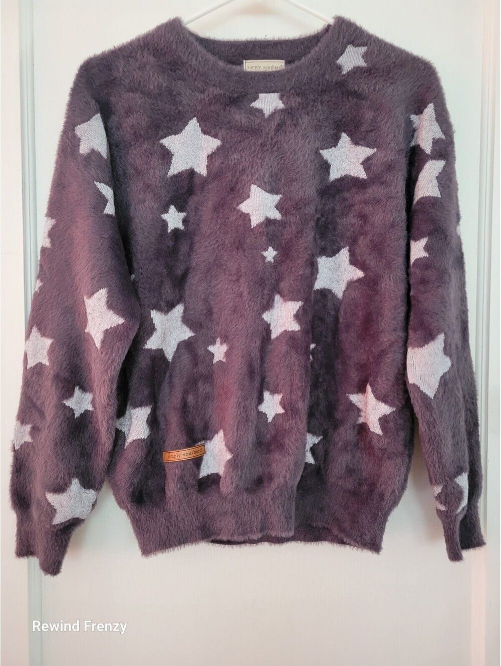 Simply Southern Sweater Women’s Medium Soft Thick Plush Long Sleeve Star Pattern